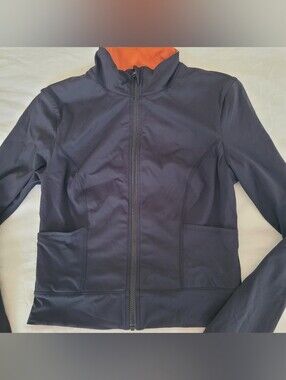 Women’s Black And Orange Reversible Zip-Up Jacket Fit size XS